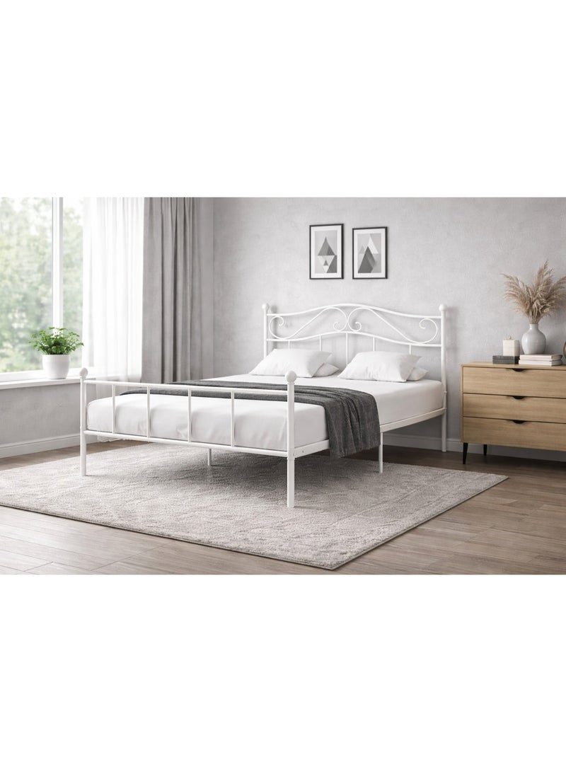 NZONE STORE Single metal bed with a sturdy metal frame, a touch of luxury, and a sophisticated classic design in white, 190*90cm - Image 1